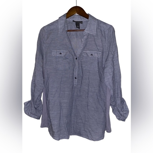Lane Bryant Women Button Down Long Sleeve Blue Shirt Size 14/16‎ - Picture 1 of 8